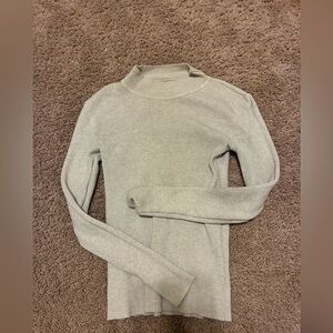 SHEIN Ribbed Knit Turtleneck Sweater - Light Gray